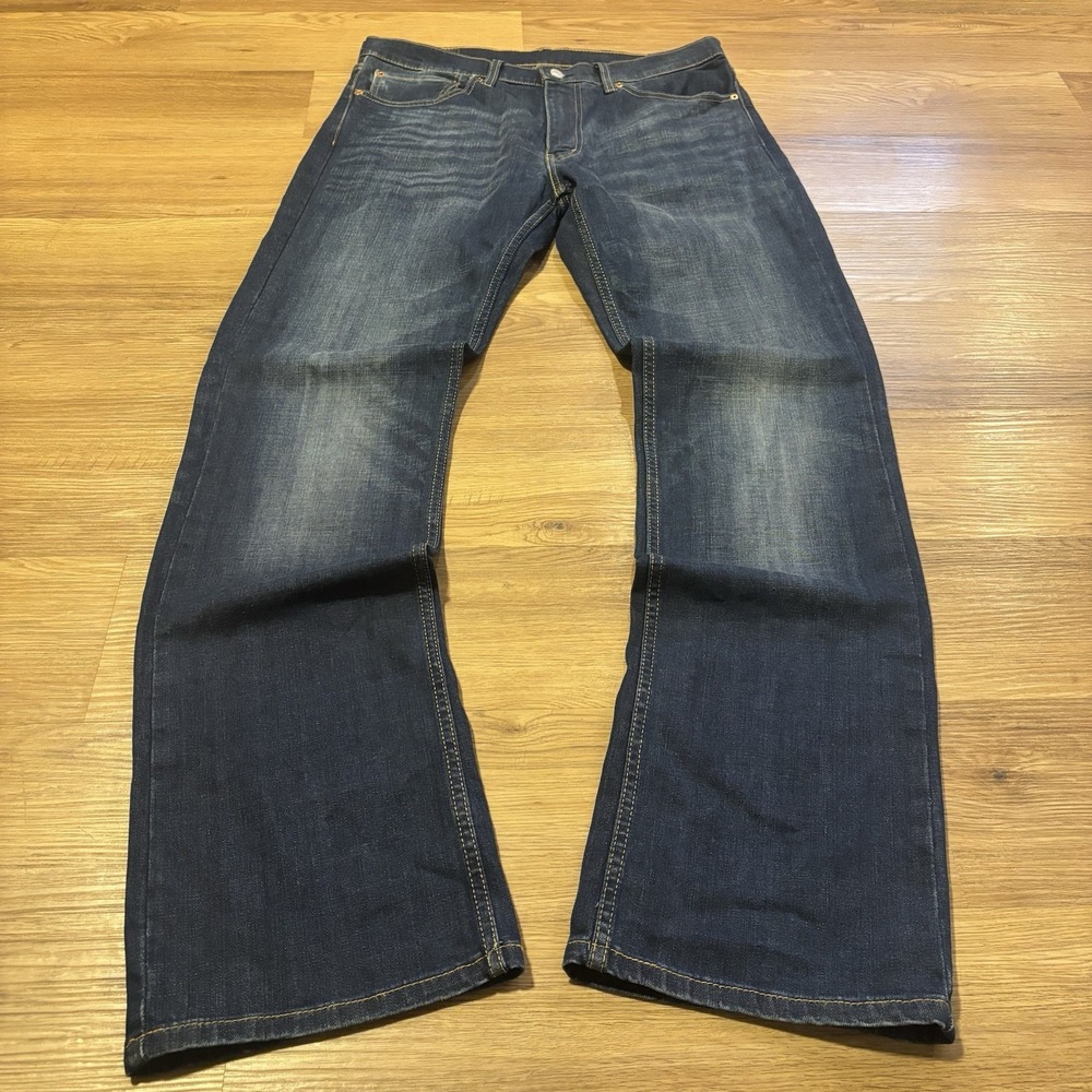 Levi's 527 Jeans Mens 34x34 Slim Bootcut Dark Stretch Denim Western Whisker Fade